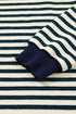 Striped Contrast Collar Quarter Zip Polo Long Sleeve Top